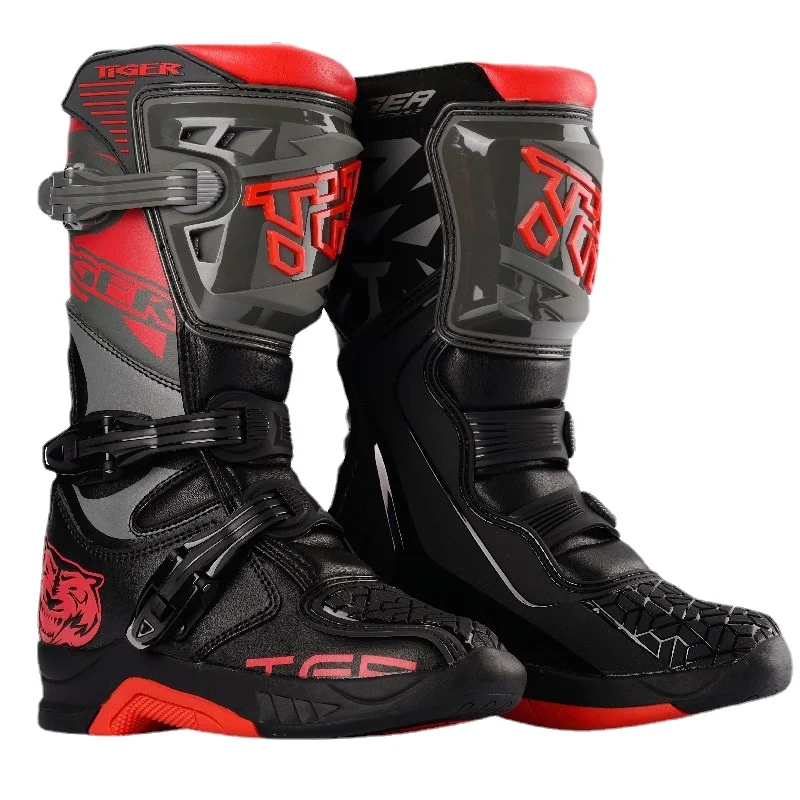 

2021 TR TIGER KIDS MX Boots BLACK RED GREY Mountain Bike Shoes Breathable Waterproof BOY'S Shoes Sneakers