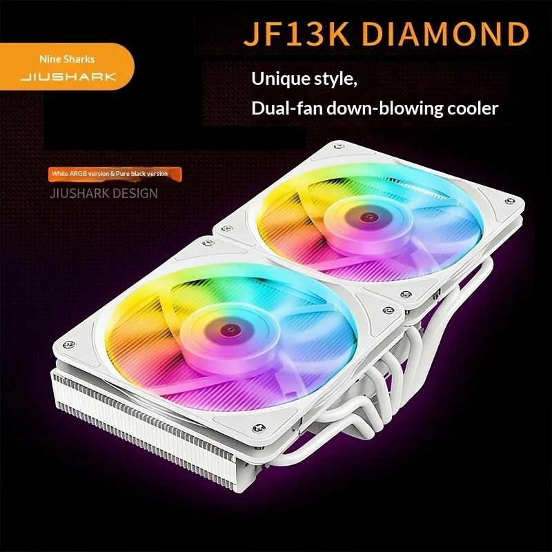 Фото Кулер для процессора JIUSHARK JF13K DIAMOND Down-Flow, 7 тепловых трубок и два вентилятора 120x15 мм, TDP 250 Вт, ARGB, для Intel и AMD №2