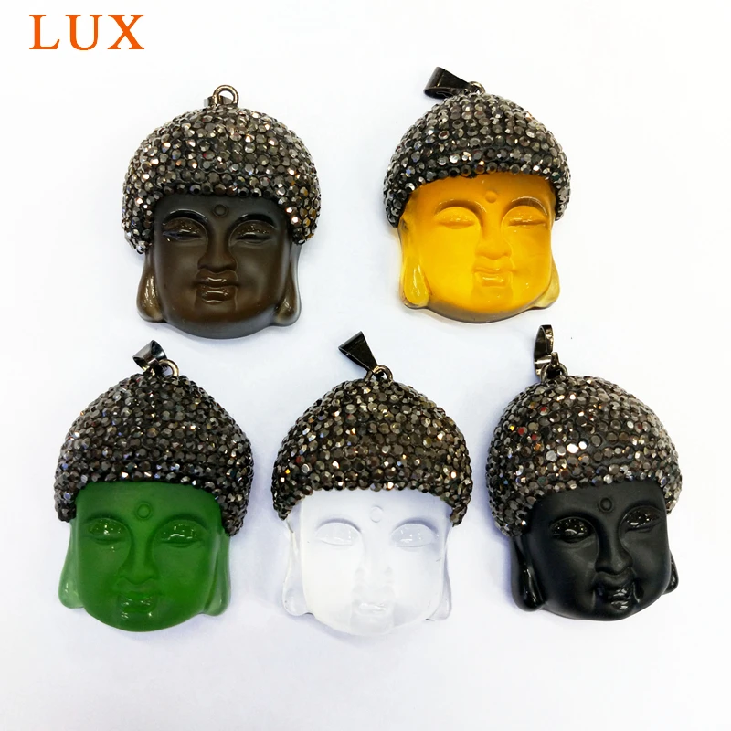 

Multi Colors Buddha Head Pendant Crystal Pendant Pave Rhinestone Gemstone Pendant Beads Glass Jewelry Findings