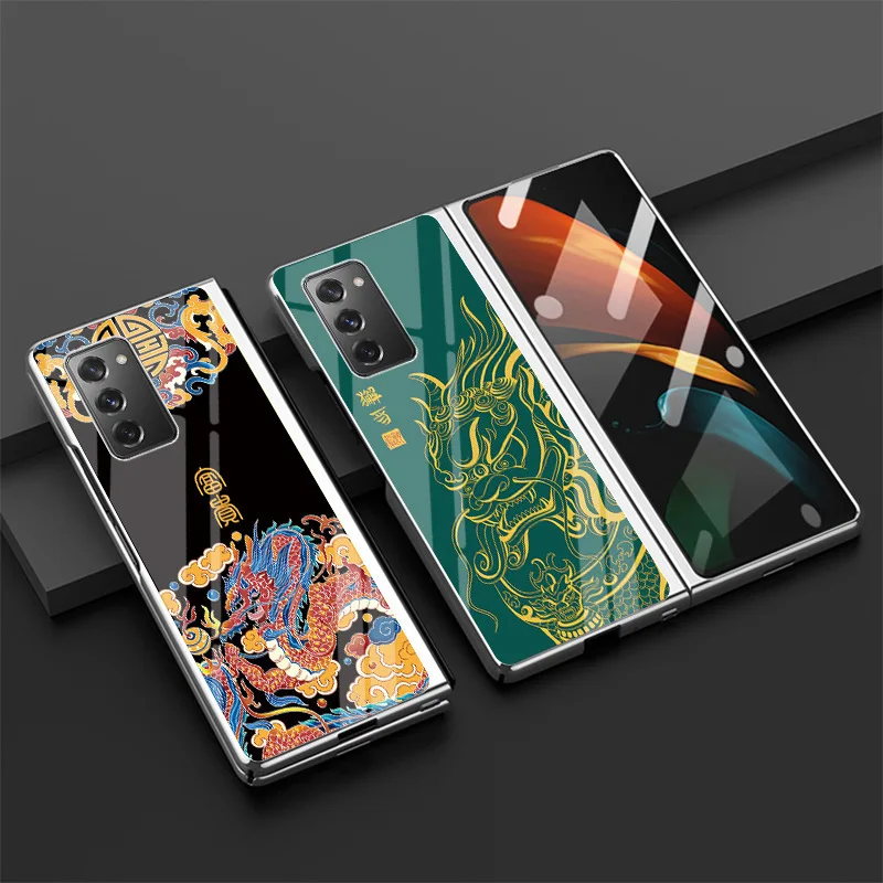 

Vintage Plating Case for Samsung Z Fold2 Case All-inclusive Shockproof Cover Tempered Glass Shell for Galaxy Z Fold 2 Case