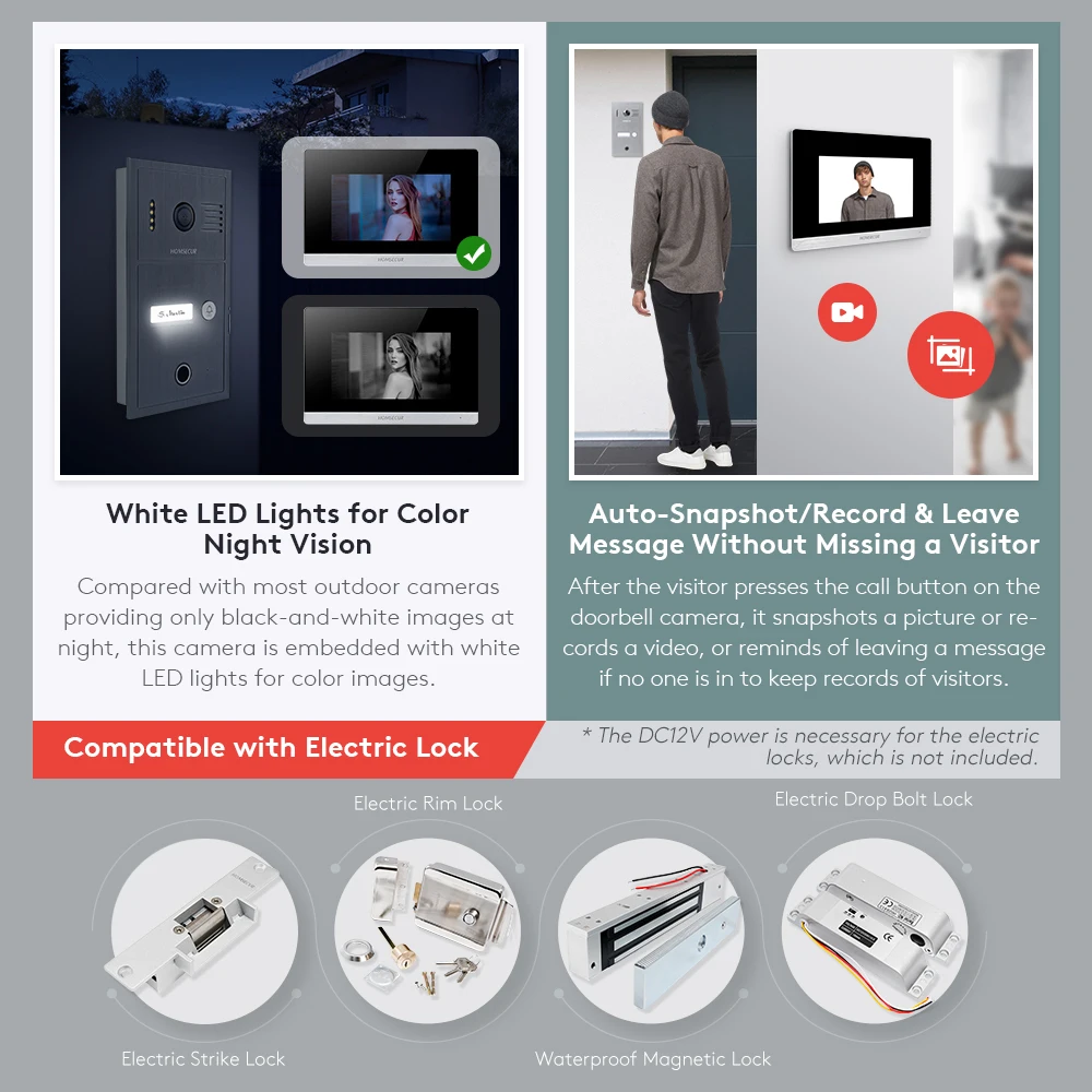 Фото HOMSECUR PoE Powered RJ45 960P Приложение Tuyasmart Видеодомофон Вход отпечатков пальцев RFID Дверной звонок Камера Запись снимка №2