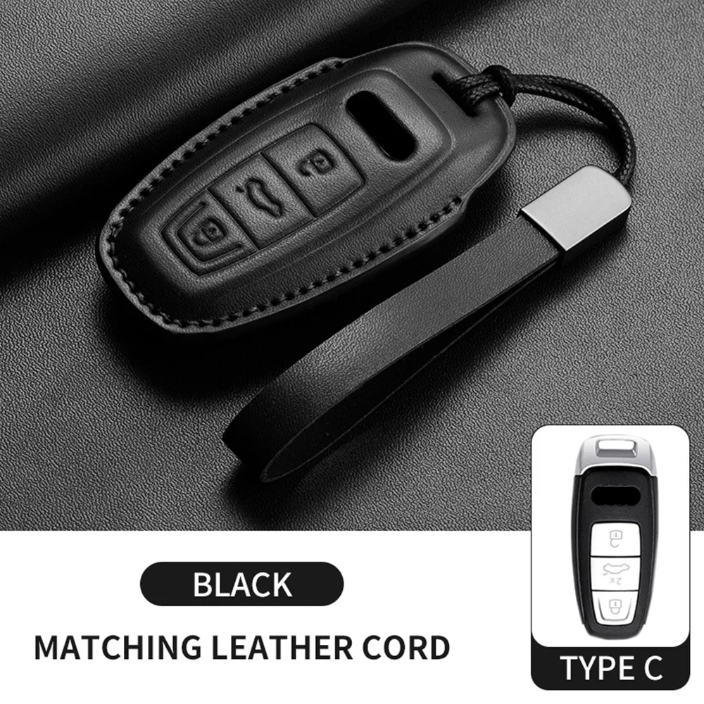 Кожаный чехол для ключей от автомобиля для Audi A4L A5 Q7 TT TTS A3 A4 B9 A6 A7 4K A8 E-tron Q5 Q8 C8 D5 SQ8 автомобильный брелок аксессуары