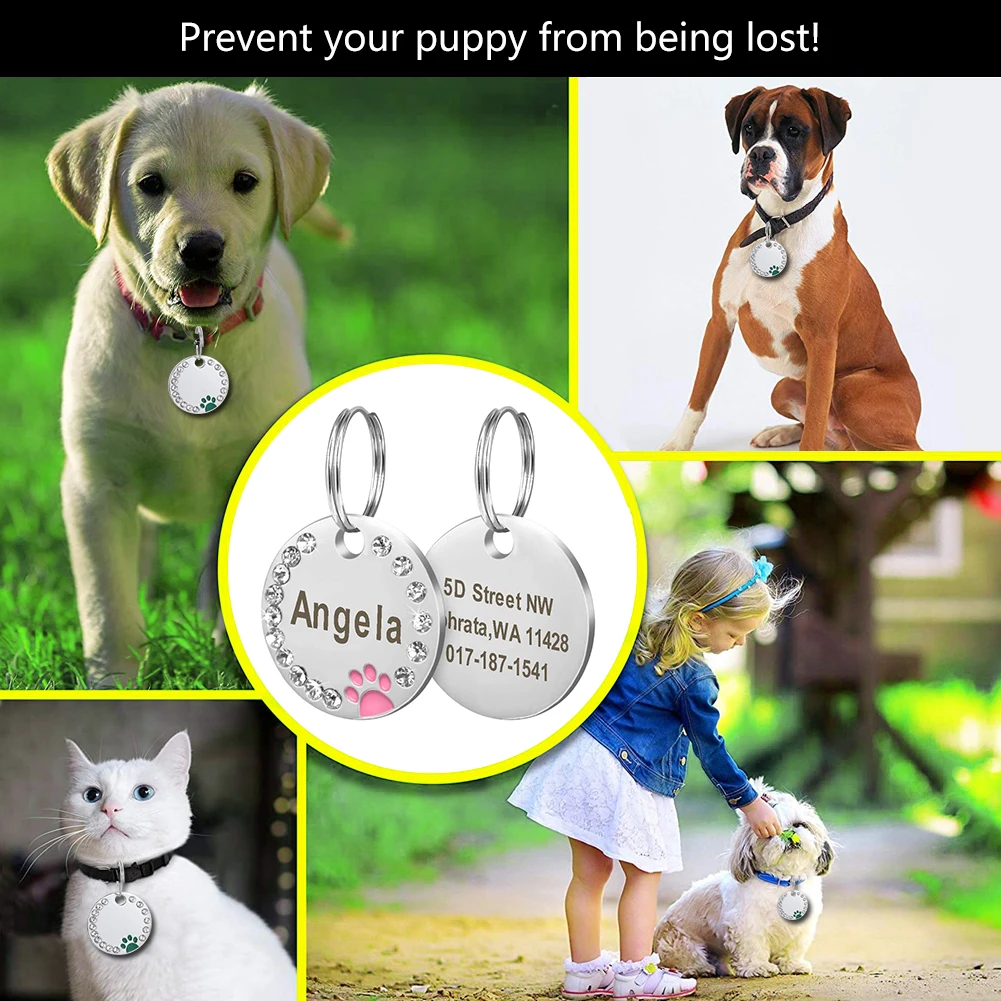 Персонализированная гравировка Pet Cat Name Custom Dog Identity Tag Ошейник След Flash Подвеска