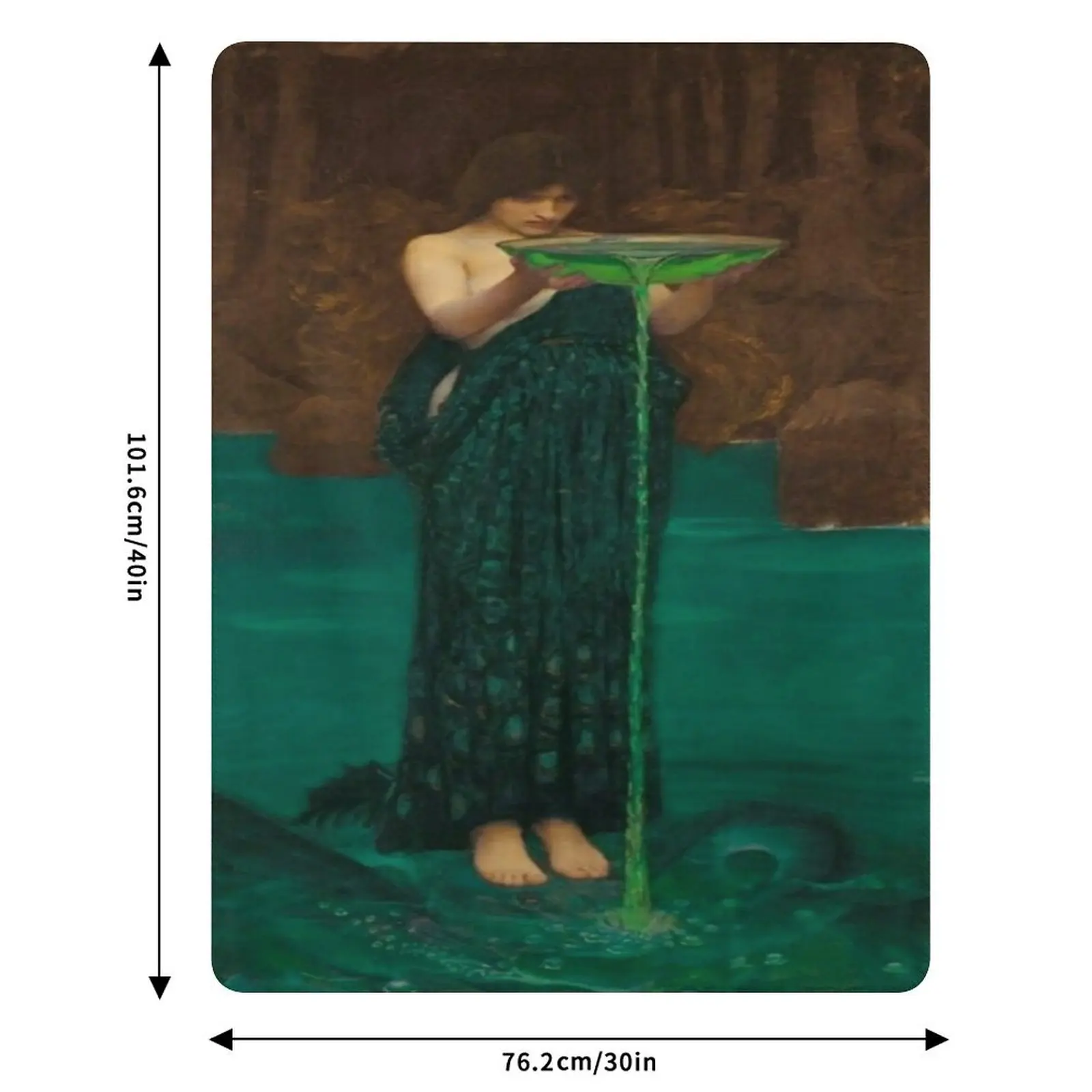 Плед John William Waterhouse - Circe Invidiosa, стильный теплый плед для гостиной и спальни (art.: 3920dc35d4206) - 3920dc35d4206