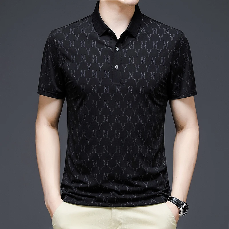 

2023 Fashion Men's Short-sleeved Polo Shirt Pure Color Cultivate Moral Character Design Solid Color Men's Classics Polo Shirt