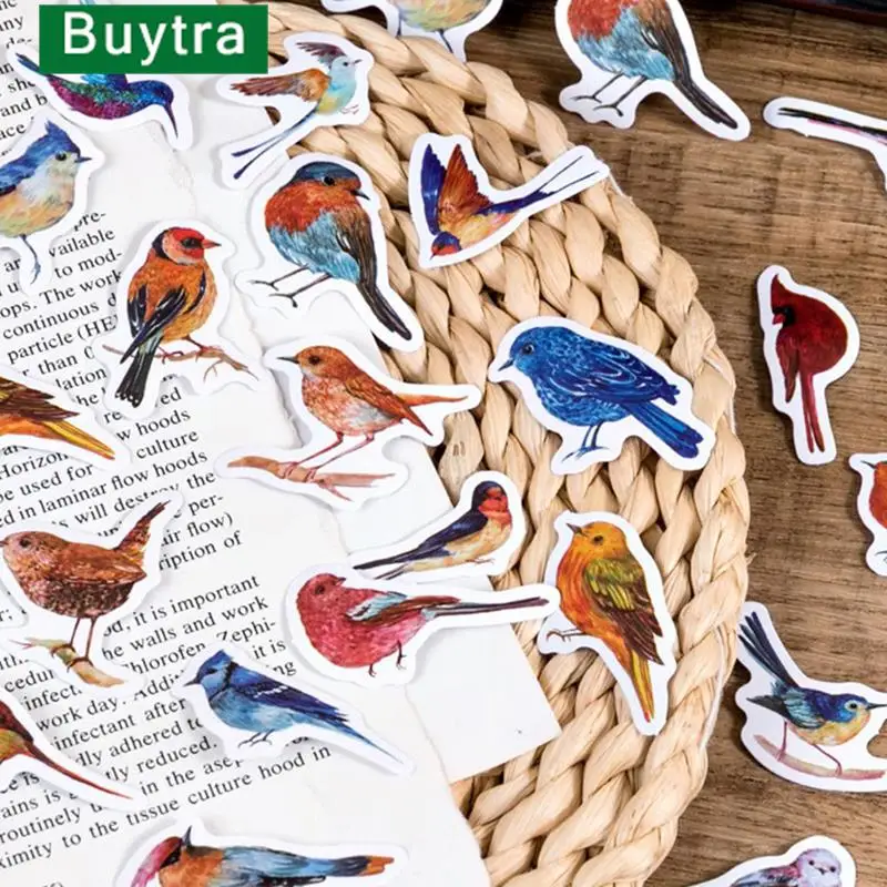 

46 Pcs Watercolor Birds Sparrow Precut Cute Aesthetic Diary Travel Paper Junk Journal Stickers Scrapbooking Stationery Sticker