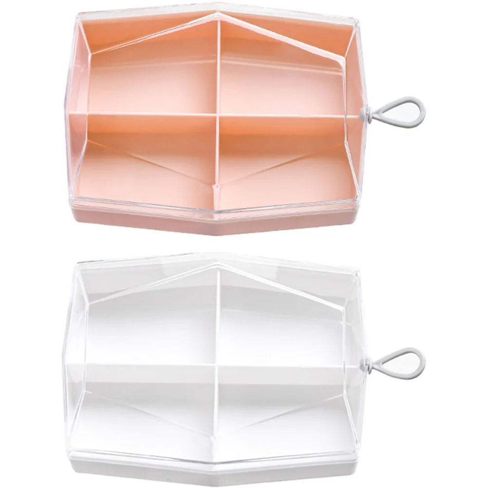 

Makeup Sponge Box Powder Holder Boxes Puffstorage Case Cases 4 Compartments Multipurposedesktop Convenient