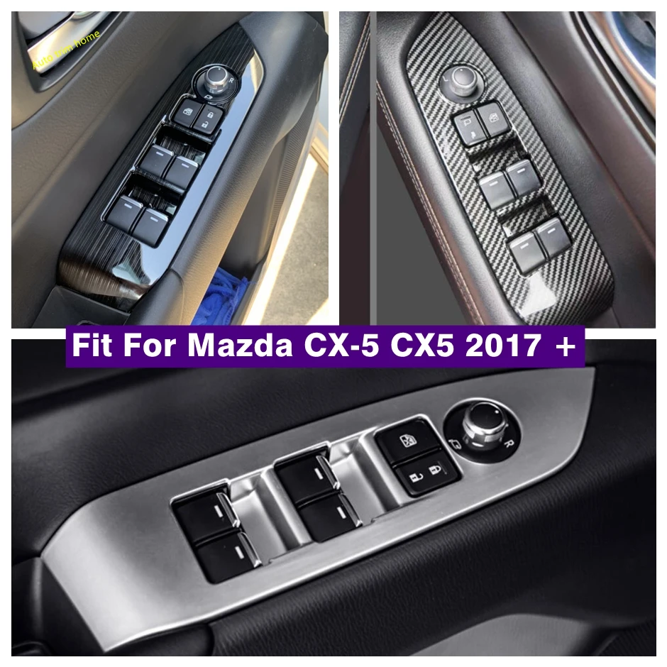 

Inner Door Armrest Window Glass Lift Button Control Panel Cover Trim For Mazda CX-5 CX5 2017 - 2022 LHD RHD Carbon Fiber Look