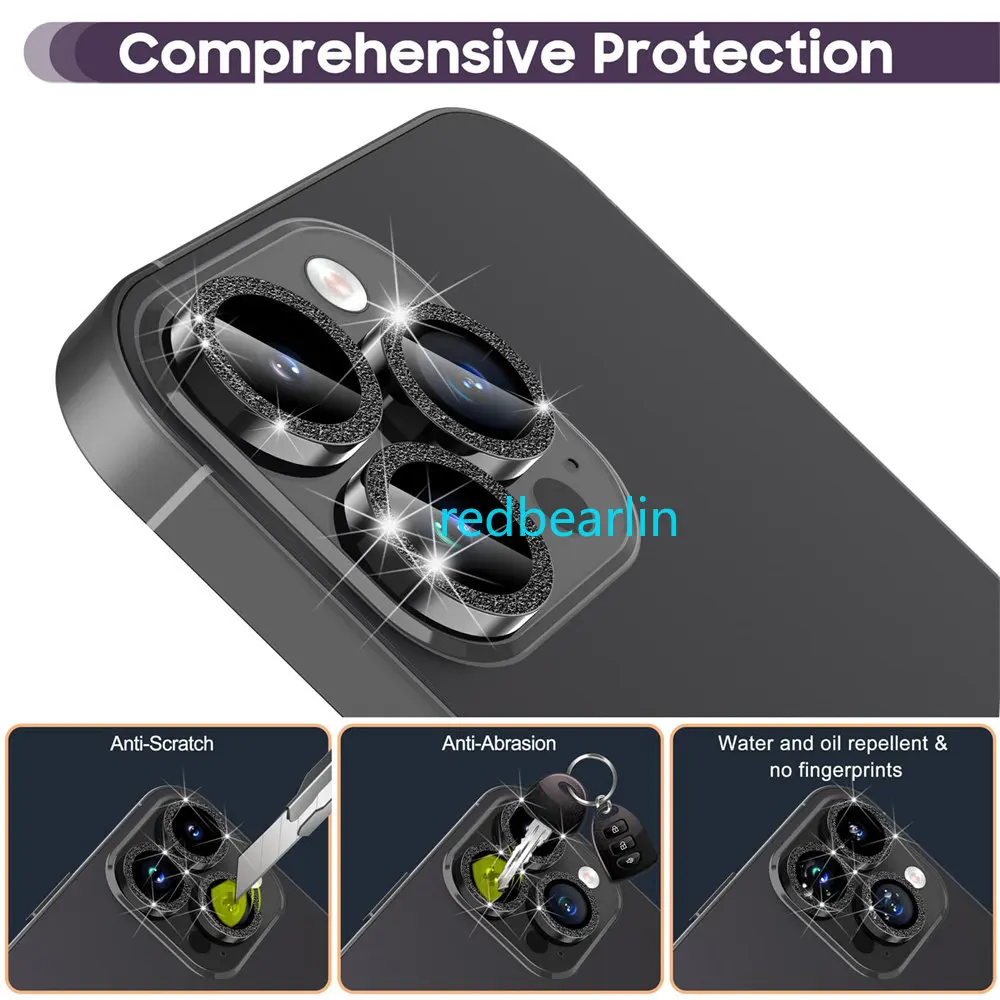 50set Luxury Glitter Diamond Bling Camera Lens Protector Sticker Cap For iPhone 11 12 13 14 pro max Back Camera Glass Protect