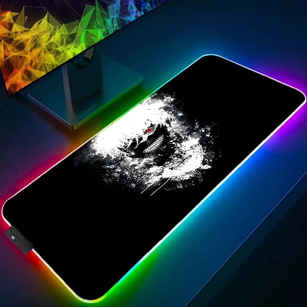 

Desk Mat Gamer Pads LED Rubber Pc Mousemat Mouse Pads RGB Large Gaming Mousepad Tokyo Ghoul Big Mouse Pad Keyboard Mat 400x900mm