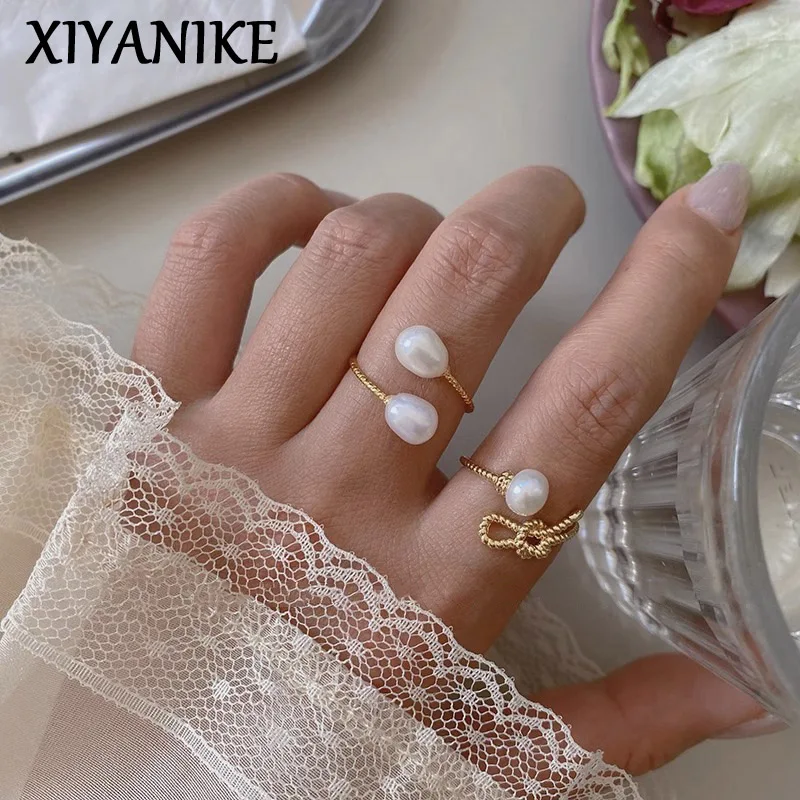 

XIYANIKE Luxury Baroque Pearls Finger Rings For Women Girl Korean Fashion New Jewelry Ladies Gift Party Wedding anillos mujer