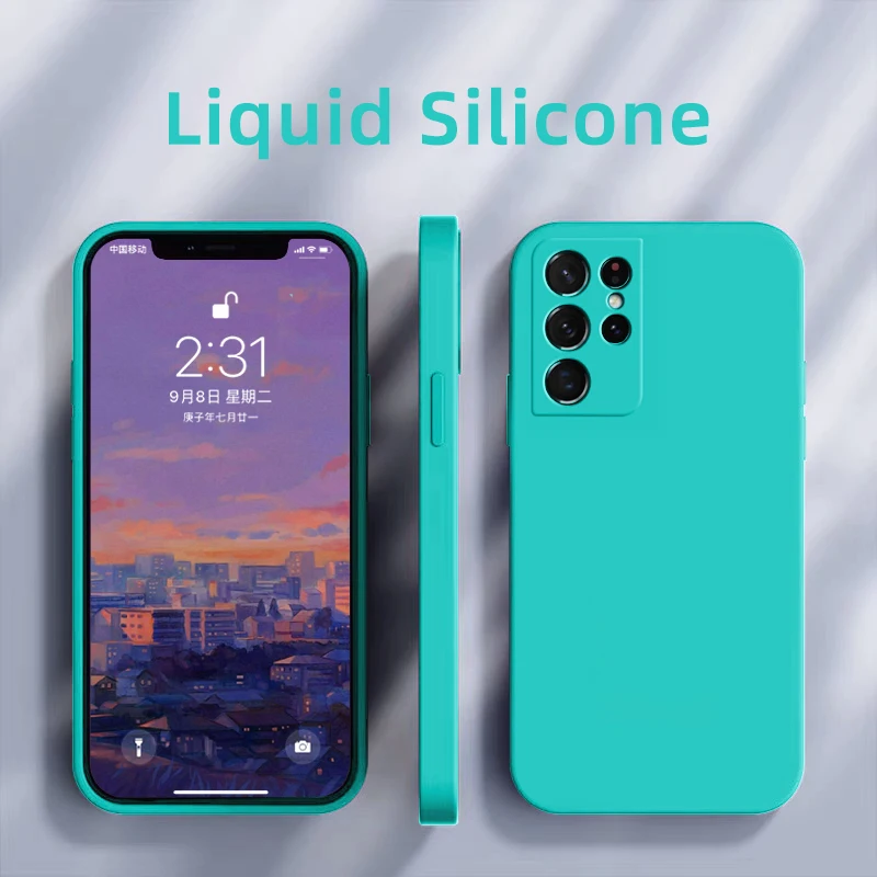 

Square Liquid Silicone Case For Samsung Galaxy S21 S20 S10 S22 Ultra Plus FE A73 A72 A71 A53 A52 A51 A50 A33 A32 4G5G Soft Cover