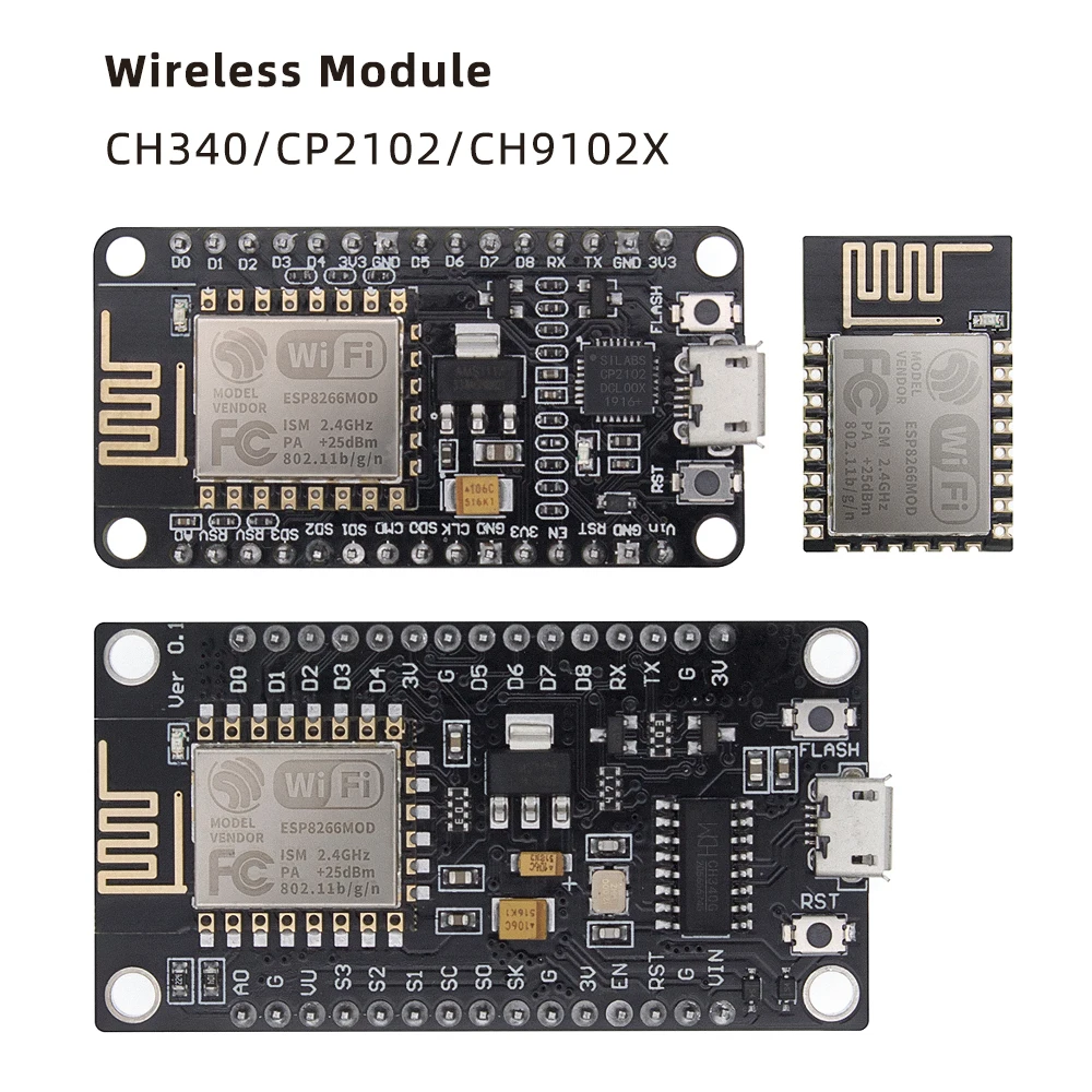 Беспроводной модуль CH340/CP2102/CH9102X NodeMcu V3 V2 Lua WIFI Интернет вещей, макетная плата на основе ESP8266 ESP-12E