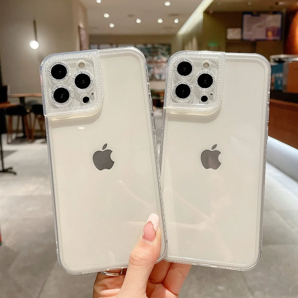 

Camera Lens Protective Phone Cover Case for IPhone 13 12 11 Pro Max XR XS X 7 8 Plus Transparent Soft Clear Shiny Glitter Cases
