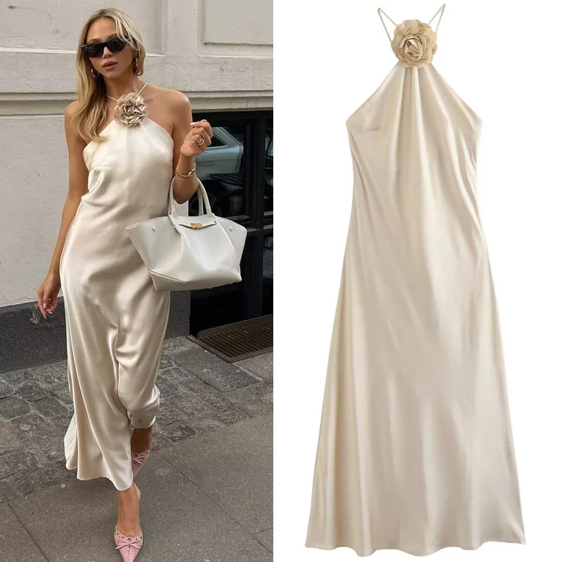 Женское Летнее Платье Без Рукавов С Бретелькой На Шее HXAO Элегантное Роскошное