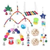 13pcs pet bird toys parakeet chewing toys climbing ladder bird cage toys colorful standing stand pet bird supplies for small