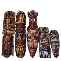 African stone mask solid wood retro nostalgic bar decoration wood carving animal wall hanging mural ornaments