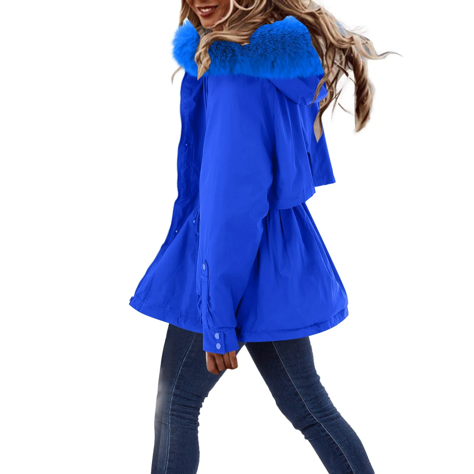 Women Winter Parka Long Coat 2022 Lapel Collar Long Sleeve Jacket Vintage Thicken Coat Jacket Warm Hooded Thick Padded Outerwear