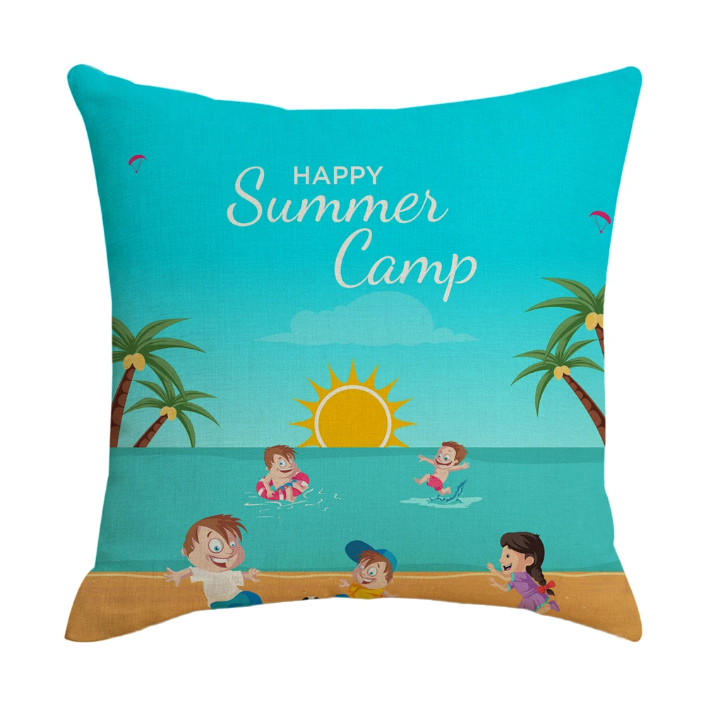 Наволочка для подушки Happy Summer Camp 45x45 см мультяшный детский пляжный Дорожный Чехол