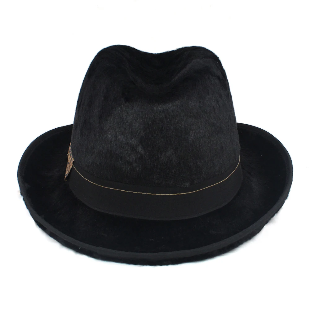 Мужчины Женщины Классические Ретро Черные Шапки Из Искусственного Меха Хомбург