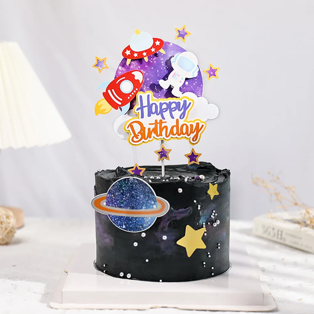 

Украшение для торта в виде астронавта, планеты, топпер для торта, космонавт, для мальчиков, Вселенная, космос, товары для дня рождения