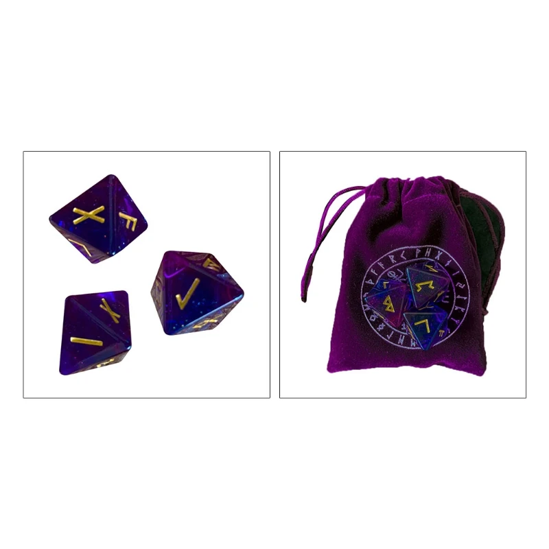 

3 Pcs 8-Sided Rune Resin Assorted Polyhedral Set Divination Table Board Roll Party Cards Playing Game Toys