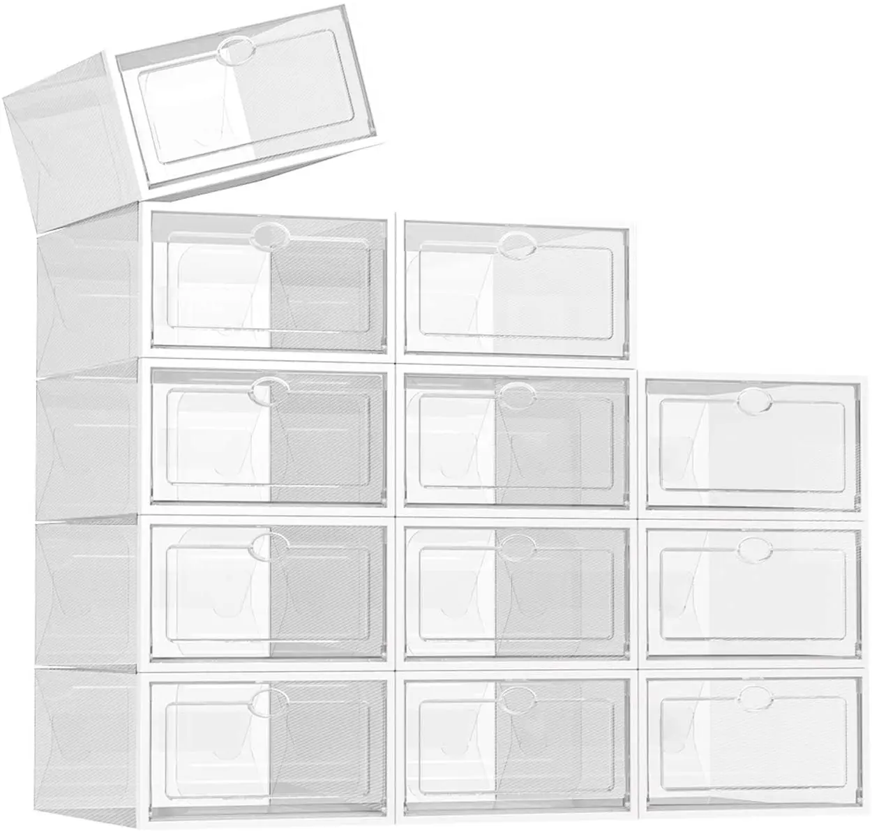 12pcs Shoe Box Set Foldable Storage Plastic Clear Door Home Closet Organizer Case Shelf Stack Display US CA&NJ Delivery