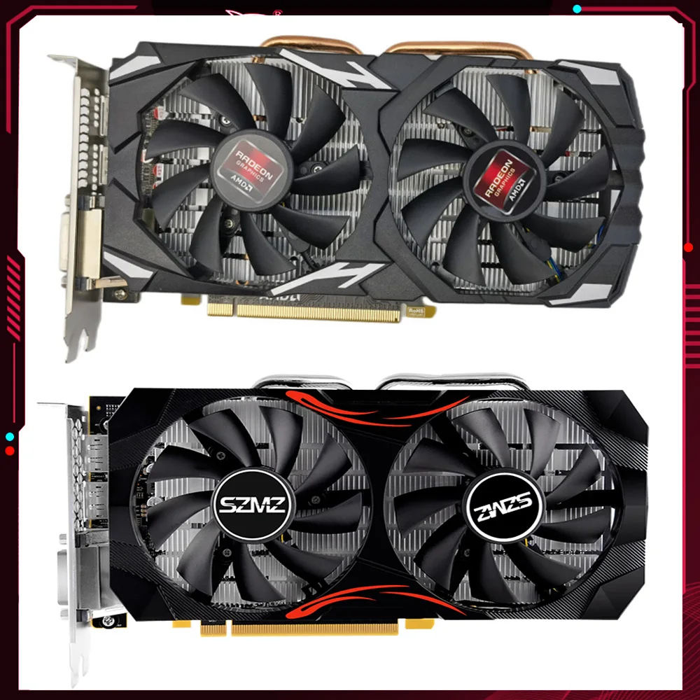 Игровая видеокарта RX580 1/2/4/8 ГБ, компьютерная графическая карта, плата PCI-E X16 DDR3 HD + VGA + DVI, видеокарта, графические карты, аксессуары для ПК