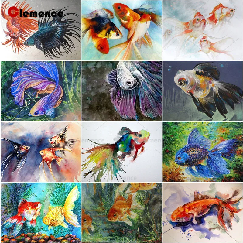 

Diamond Painting Some Goldfish Siamese Fighting Fish Marine Life Full Round Square Drill Diamond Embroidery Stitch Home Decor