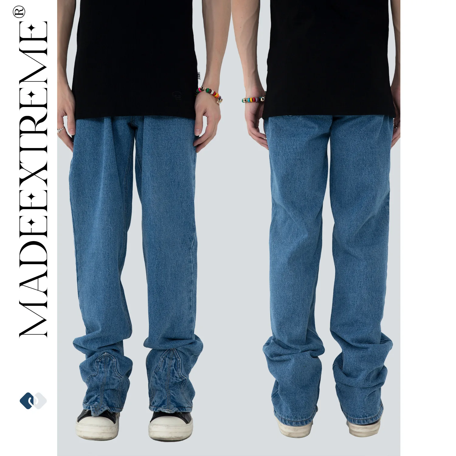 

MADEEXTREME hip hop baggy jeans Korean fashion high street loose trousers 2022 streetwear boyfriend jeans punk pants