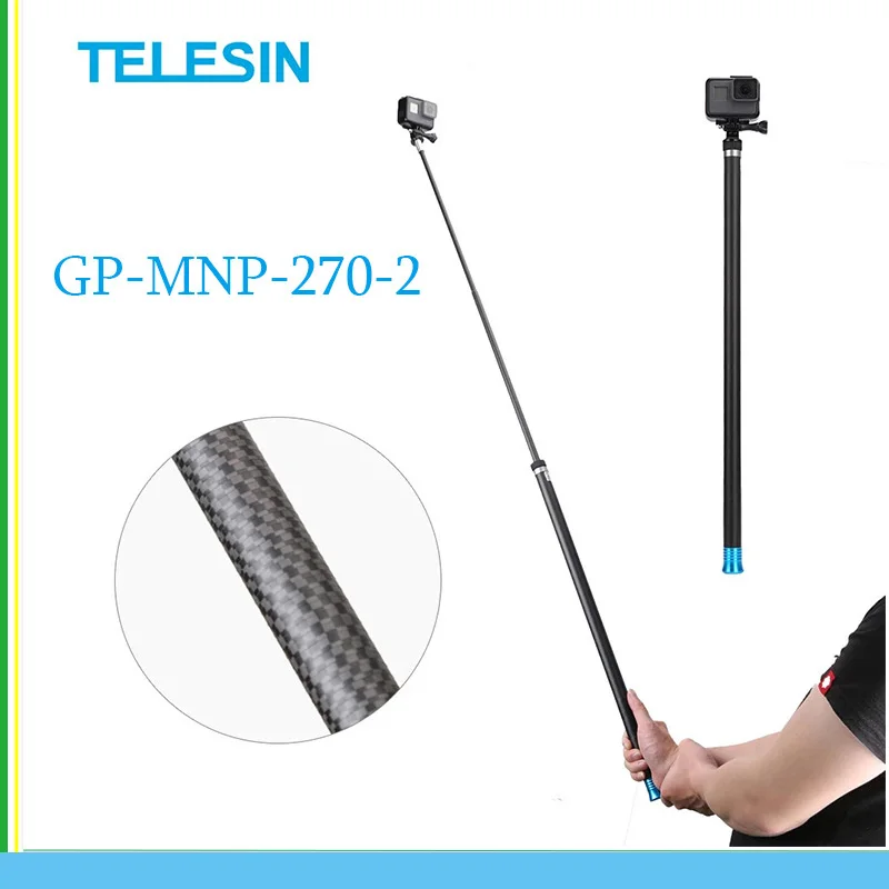 

TELESIN 106" 2.7M Selfie Stick Carbon Fiber Monopod Handheld Extendable Monopod for GoPro Hero 10 9 8 7 6 5 DJI Osmo Action 2