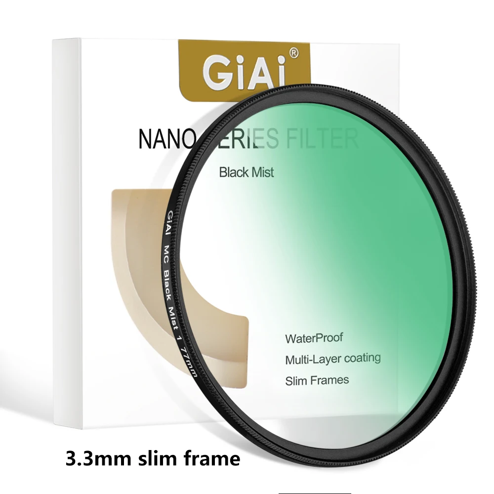 

GiAi Black Pro Mist Filter MC Slim 1/8 1/4 1/2 1 82mm 77mm 72mm 67mm 55mm 52mm 49mm For Camera Lens Filter Camera Accessories