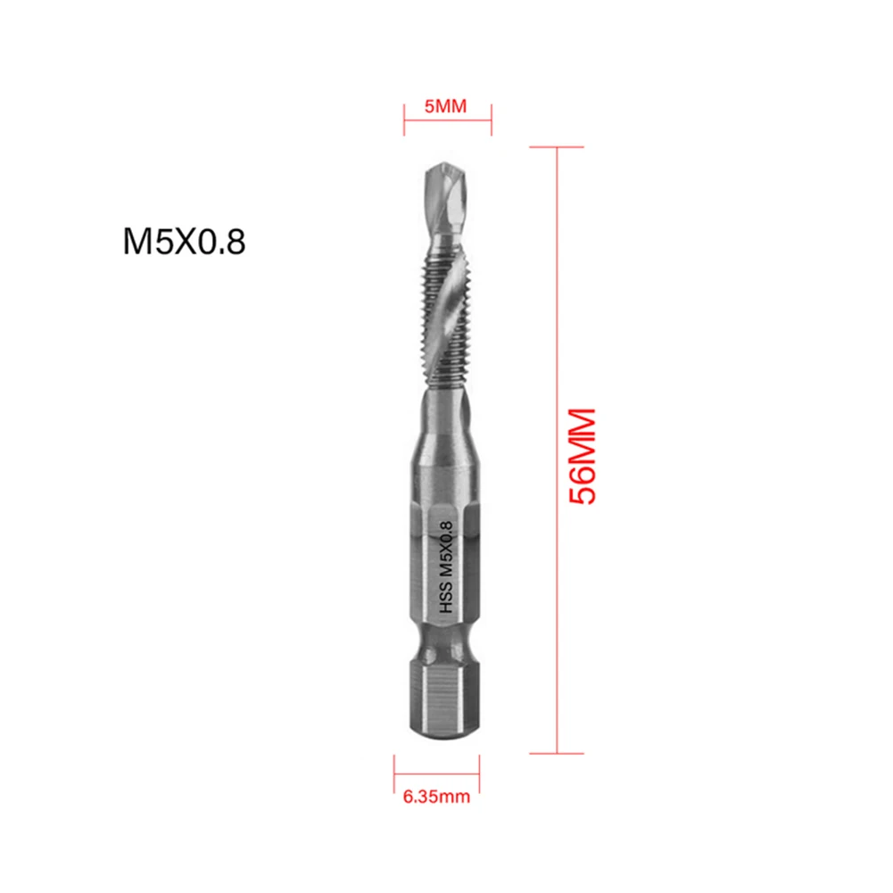 

1PC Tap Drill Bit Hex Shank HSS Threaded Bit Screw Machine Compound Tap Hss Taps Countersink Deburr M3 M4 M5 M6 M8 M10 Hand Tool