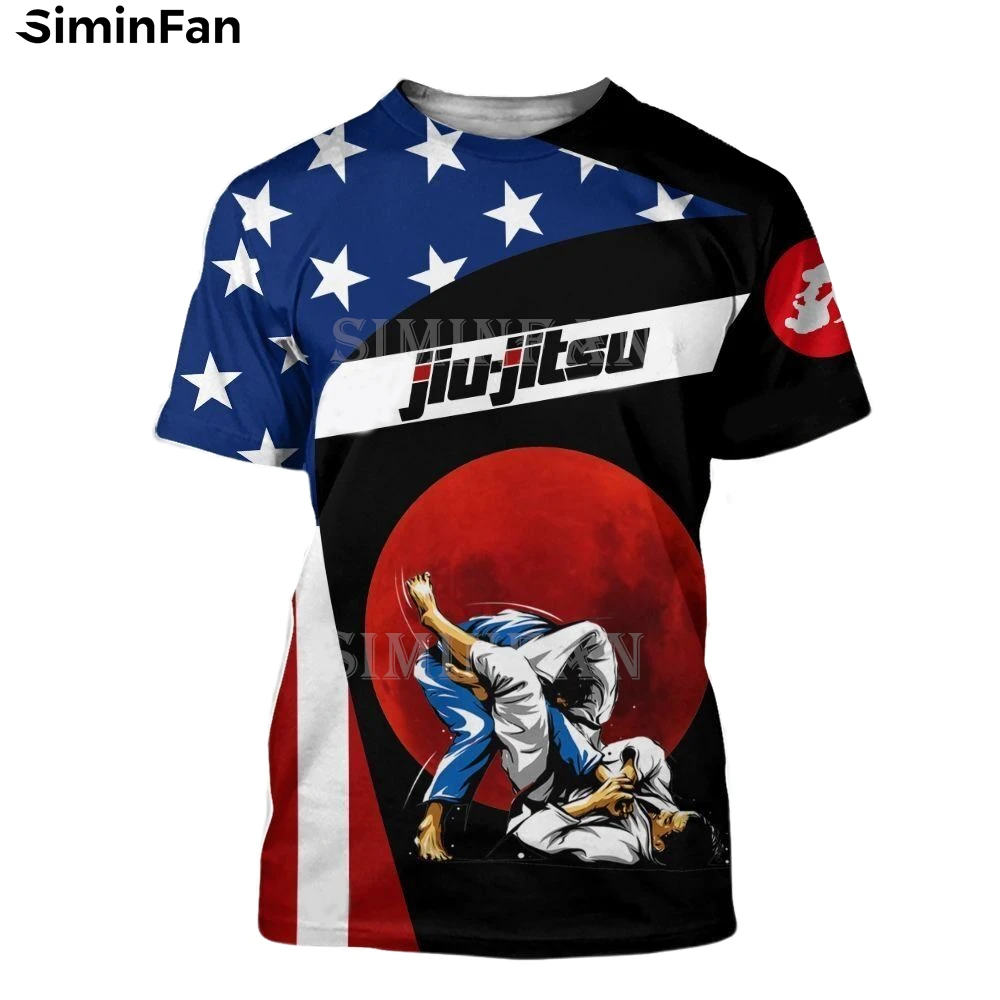 

Мужские футболки JIU-JITSU FIGHTER с рисунком флага США, 3D, летняя футболка, Мужская Повседневная рубашка с коротким рукавом, Топ унисекс, женская ул...