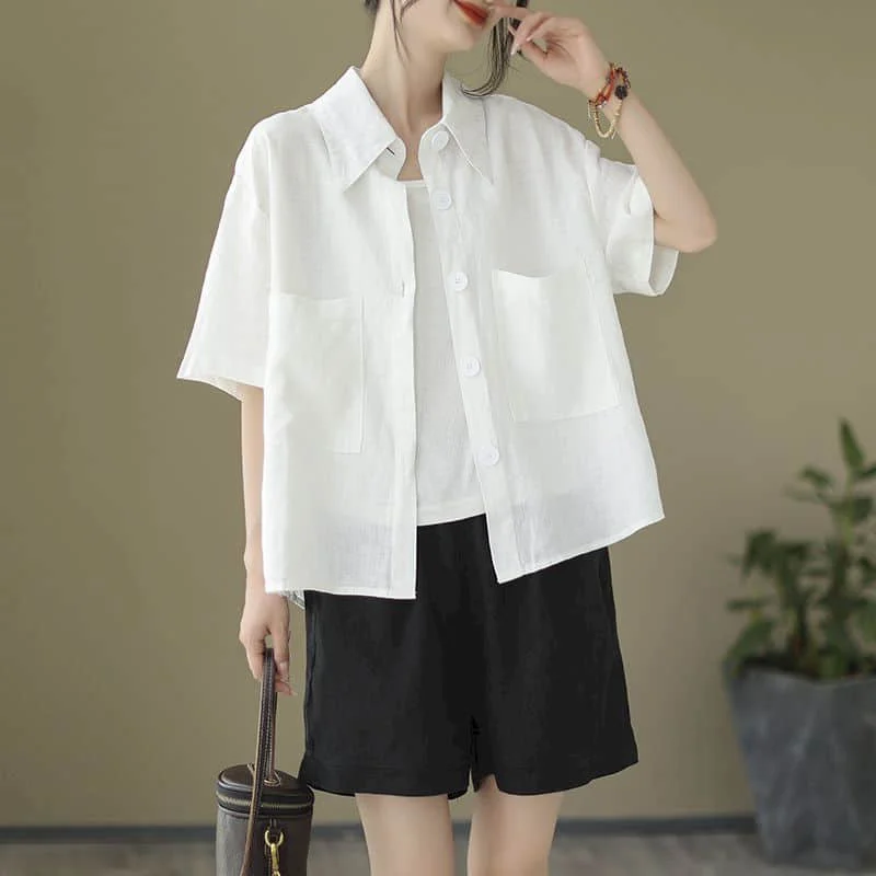 Укороченные рубашки женские летние элегантные рубашки-поло с коротким рукавом