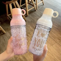 outdoor sports travel water bottle 430ml broken ice cup with plastic double lid glass mug portable summer tumbler gift for girl