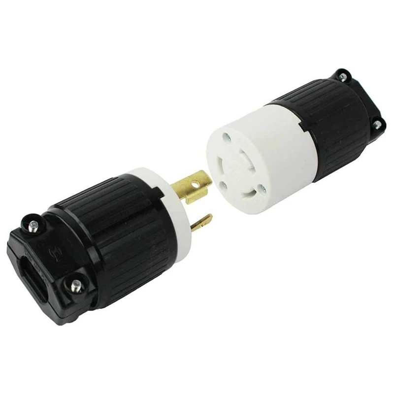 

Plastic Power Plug KIT 30 Amp 250 Volt Male Female Twist Lock 3 Wire Plug Nema L6-30P/30R LK7332 + LK6332 Generator Head US Plug