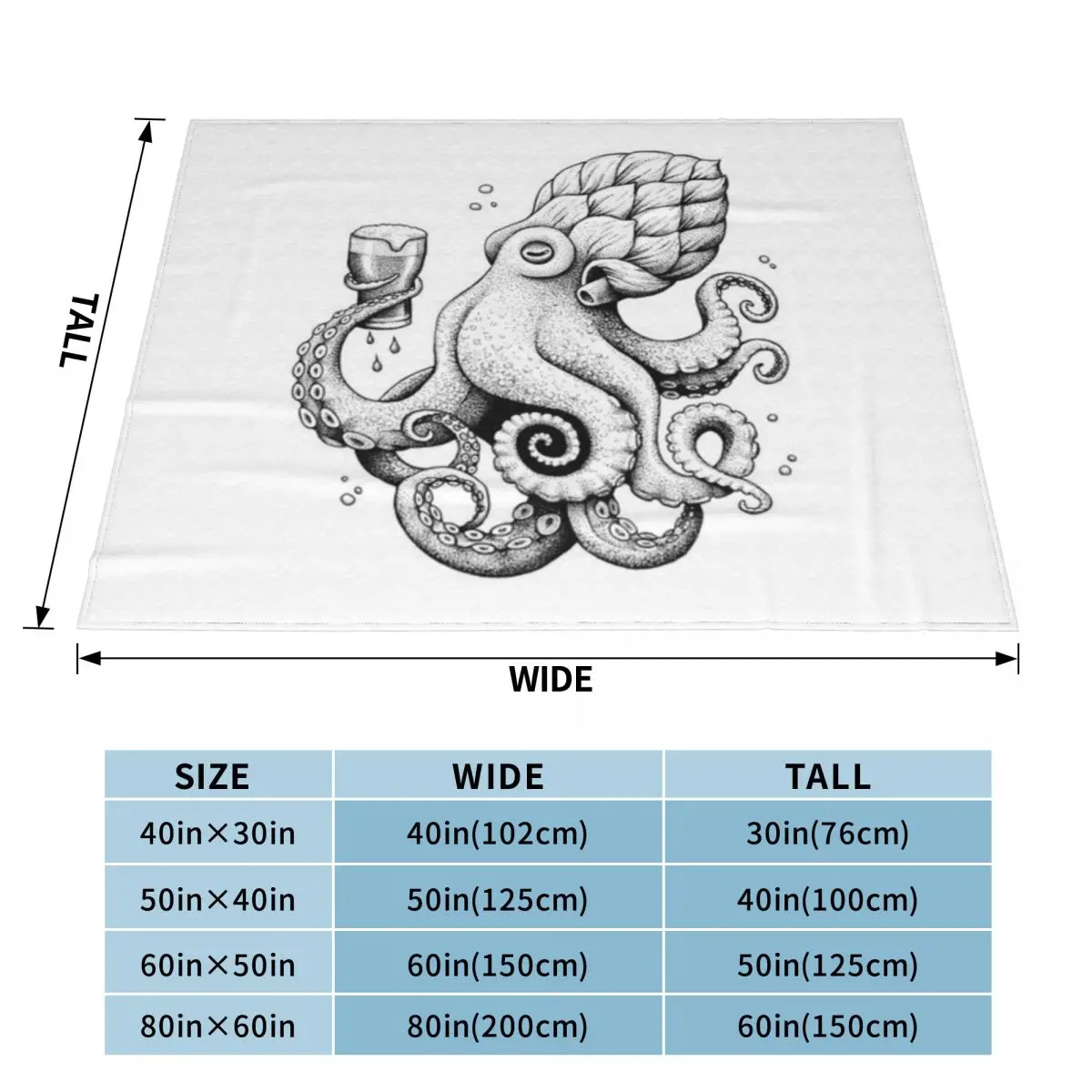 Hoptopus-пивной питьевой осьминог ультра-мягкое Флисовое одеяло