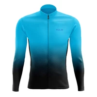 2022 blue cycling jersey men long sleeve huub team bicycle clothes road mtb uniform mountain bike sportwear ropa ciclismo hombre