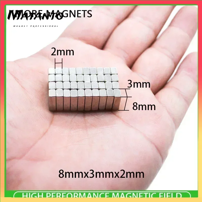50/100/200 шт. 8x3x2 мм мощный постоянный магнитный Блок Сильный редкоземельный магнит