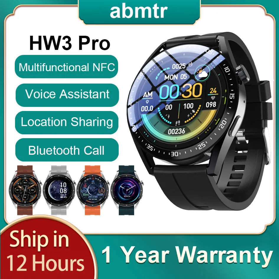 

Мужские Смарт-часы HW3 Pro, Смарт-часы с NFC, 2022 дюйма, голосовой помощник, Bluetooth-вызов, калории, спортивные часы pk Huawei GTR 3 GTS2, 1,28