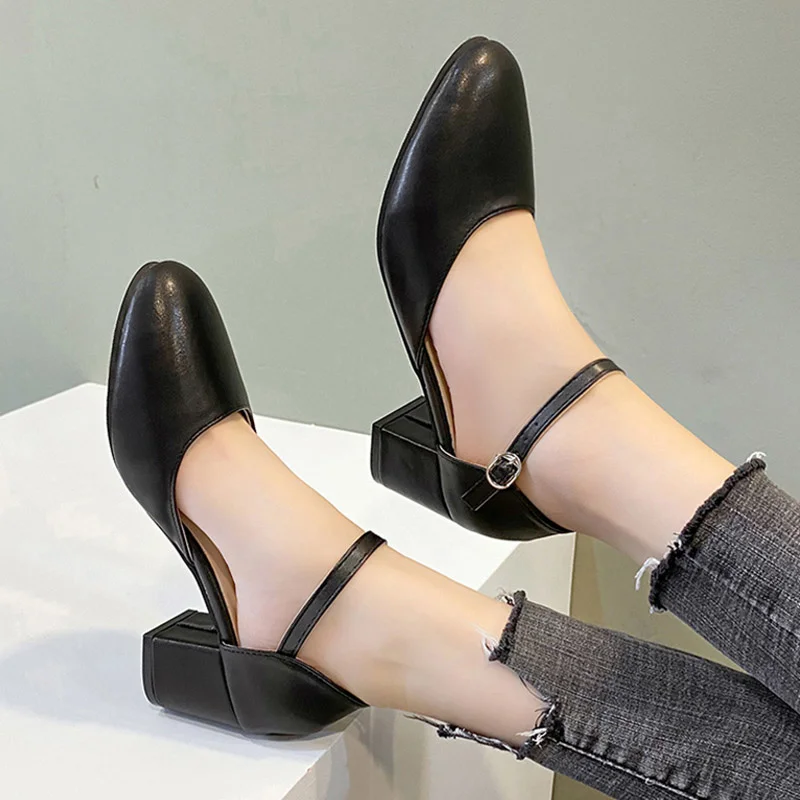 

Size Plus 35-42 Women Dress Shoes High Heels Pumps Ankle Strap Ladies Shoes Pointed Toe Sandals Zapatos Mujer Summer