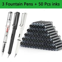 53 pcs kawaii fountain pen replaceable ink set blackbluered ink ef 0 38mm school pens office supplies stationery for writing