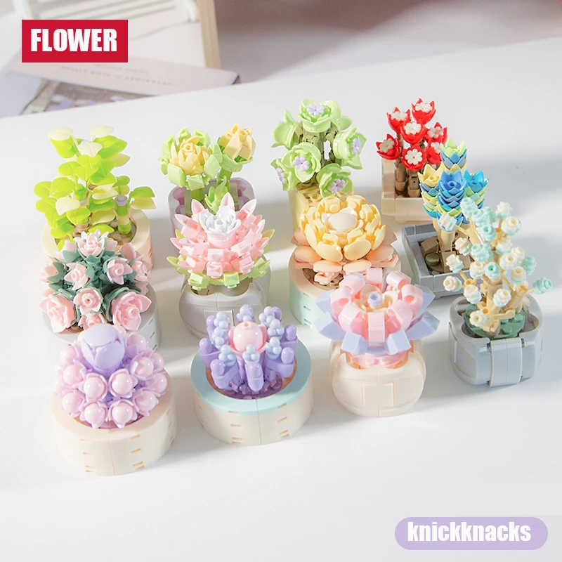 

Mini Bonsai Building Blocks DIY Succulents Potted Flowers Home Desktop Ornaments Children's Educational Toys Girlfriend Gifts