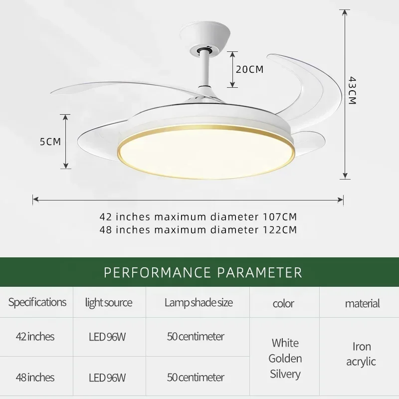 Выдвижной потолочный вентилятор для люстры в современном минималистичном стиле