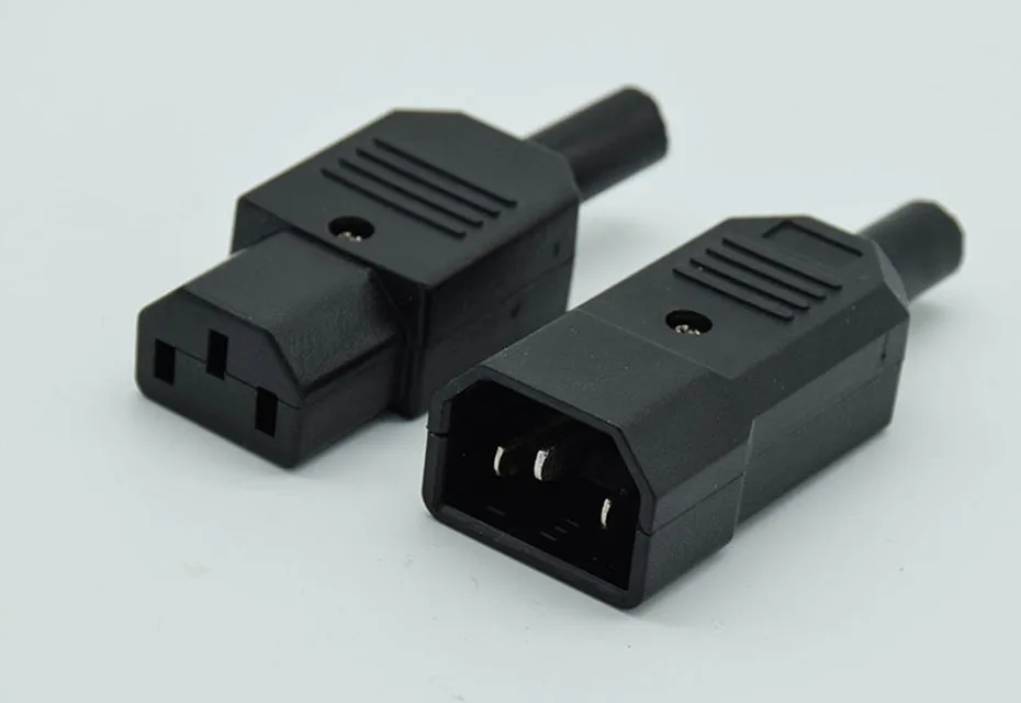 

IEC Straight Cable Plug Connector C13 C14 10A 250V Black female&male Plug Rewirable Power Connector 3 pin AC Socket