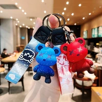 cartoon cute bear keychain trendy fashion car keychain couple pendant gift for girlfriend keychain luxury friends personalized