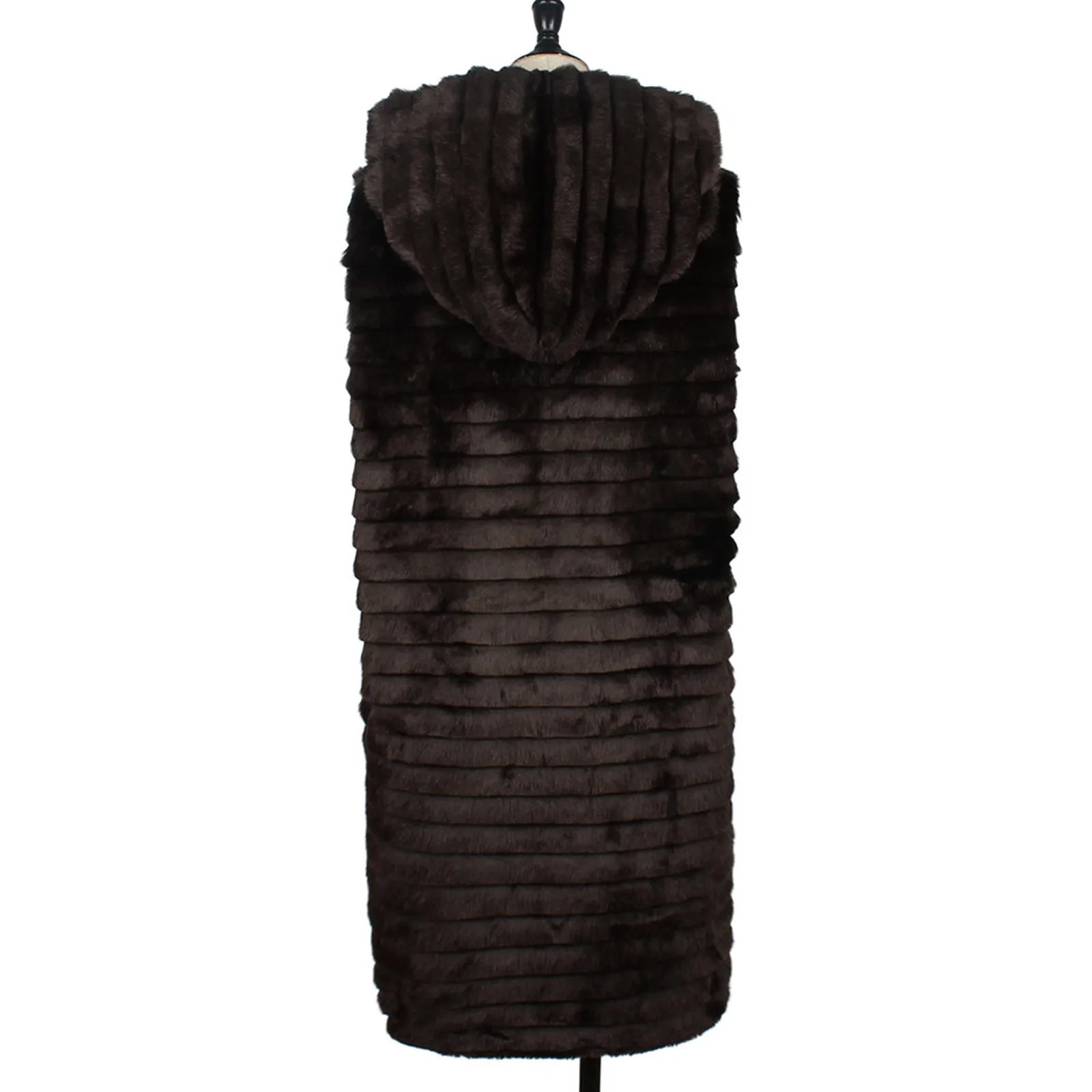 Ladies Jacket Long Faux Fur Vest Coat Cardigan Warm Waistcoat Casual Women's Solid Hooded Ladies Vest Imitation Fur vest Jacket