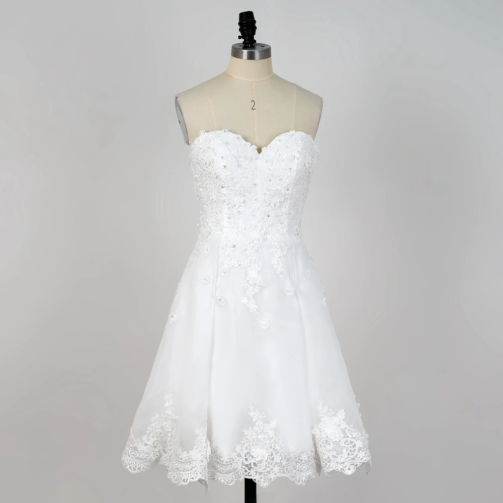 Женское кружевное свадебное платье без бретелек белое ТРАПЕЦИЕВИДНОЕ ПЛАТЬЕ с