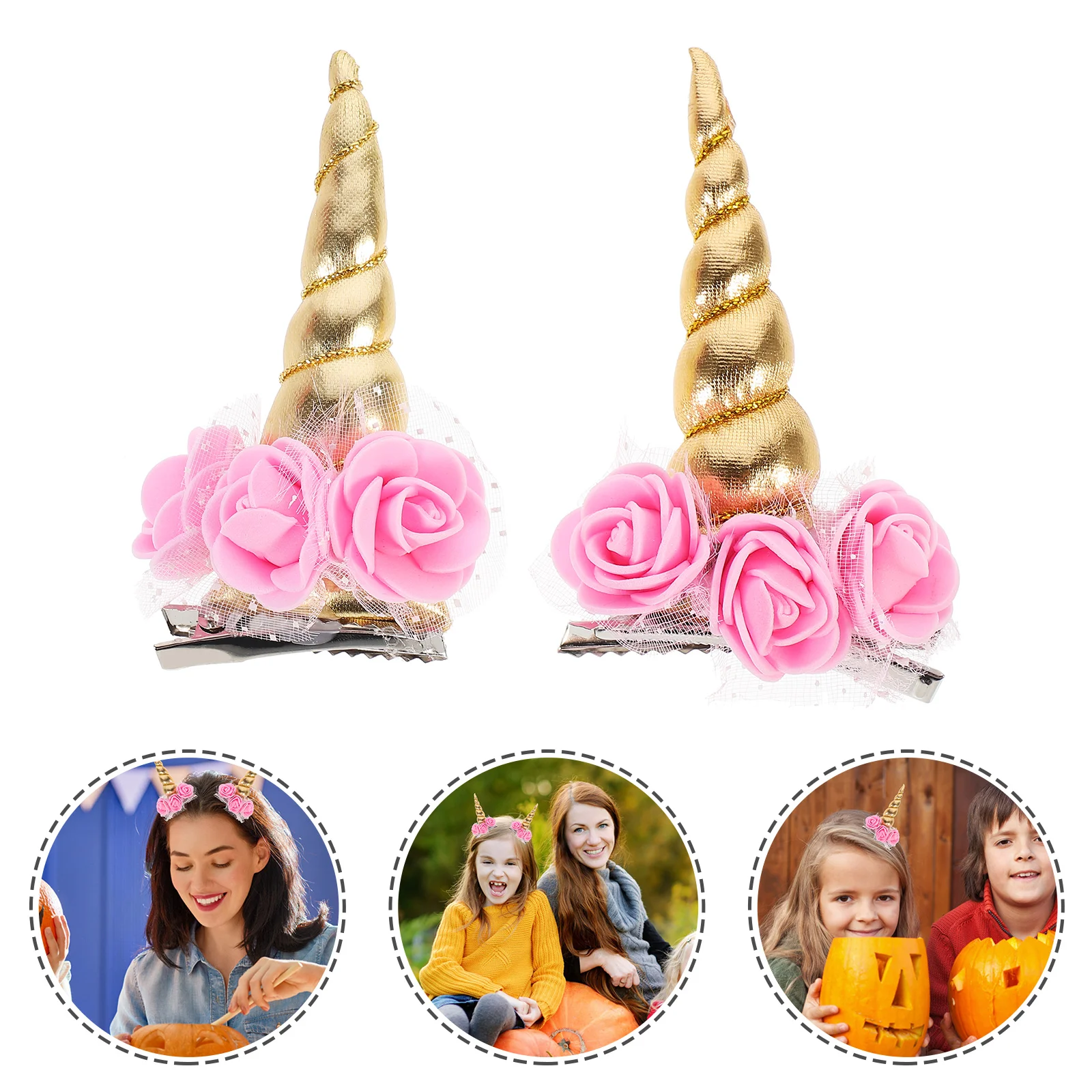 

2 Pcs Halloween Hair Clips Toddler Barrettes Unicorn Pin Kids Hairpin Jewelry Gift Cartoon Flower Party Headdress